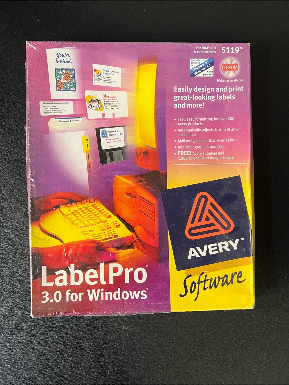 Vintage 1998 Avery LabelPro 3.0 for Windows CD-ROM Software 5119 New Sealed